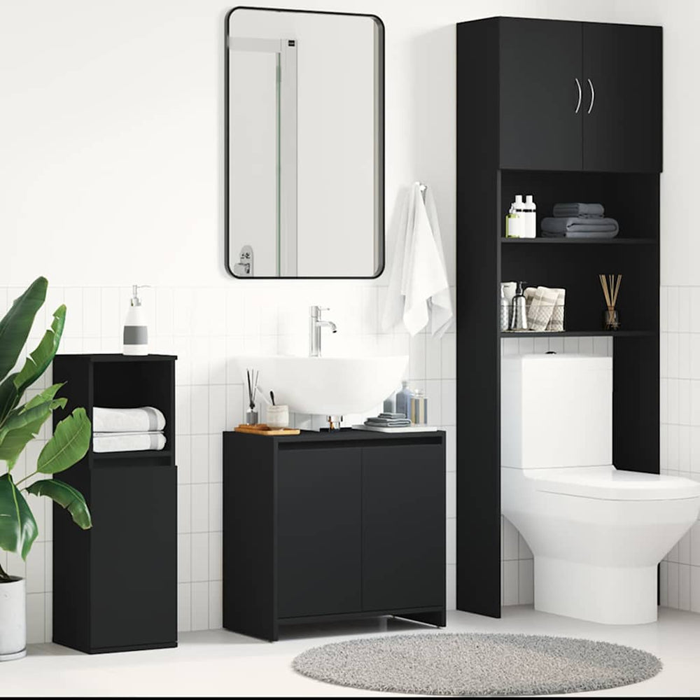 vidaXL Armoire de salle de bain noire 60x33x61 cm en bois d'ingénierie