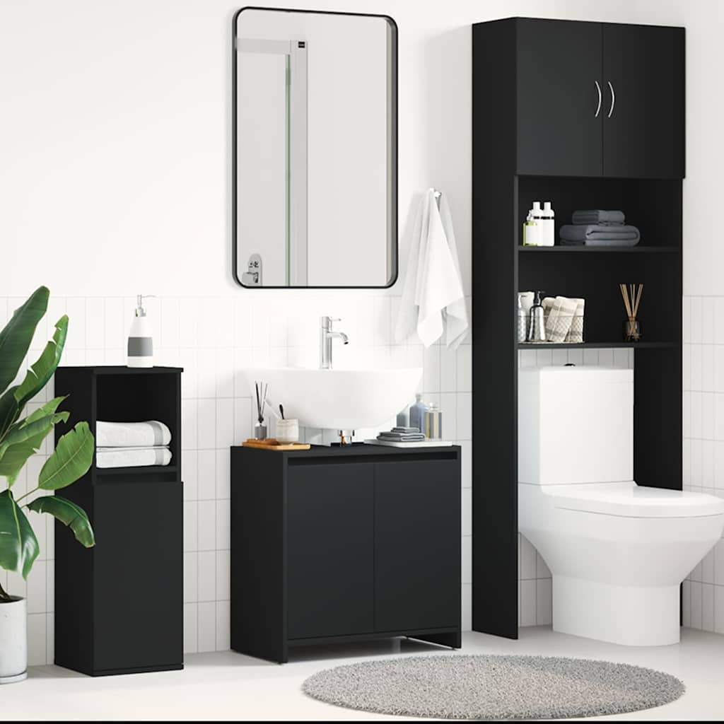 Schwarzer Badezimmerschrank 60 cm