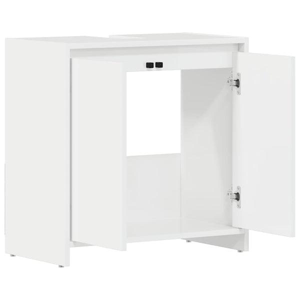 Hochglanz Badezimmerschrank Weiß 60 cm