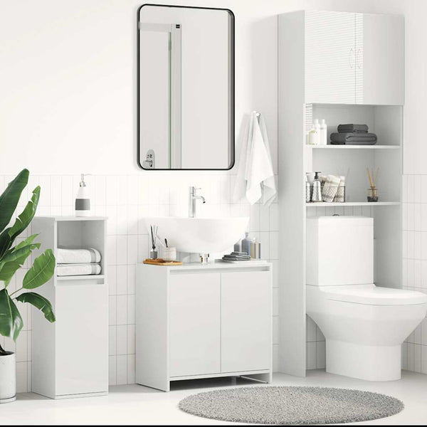 Hochglanz Badezimmerschrank Weiß 60 cm
