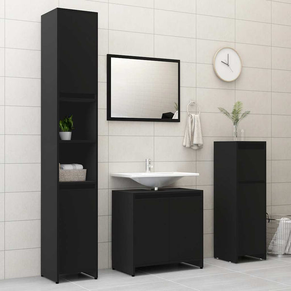 Schwarzer Badezimmerschrank 30x30x95 cm