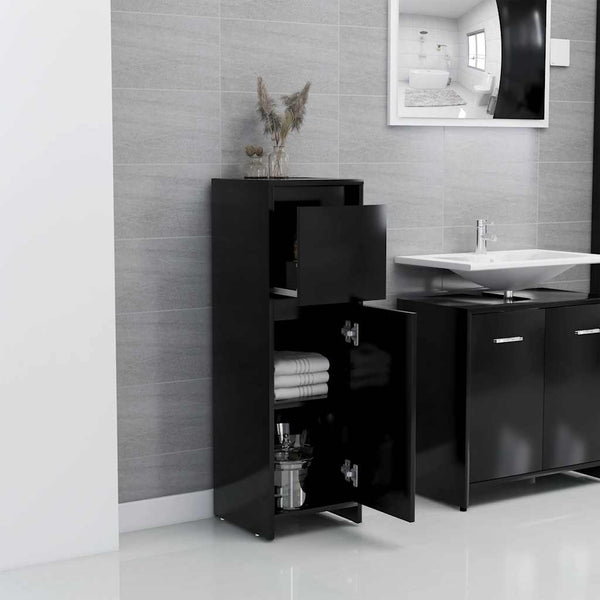Schwarzer Badezimmerschrank 30x30x95 cm