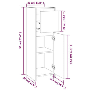 Schwarzer Badezimmerschrank 30x30x95 cm