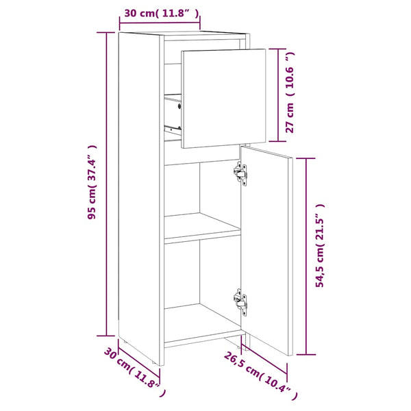 Schwarzer Badezimmerschrank 30x30x95 cm