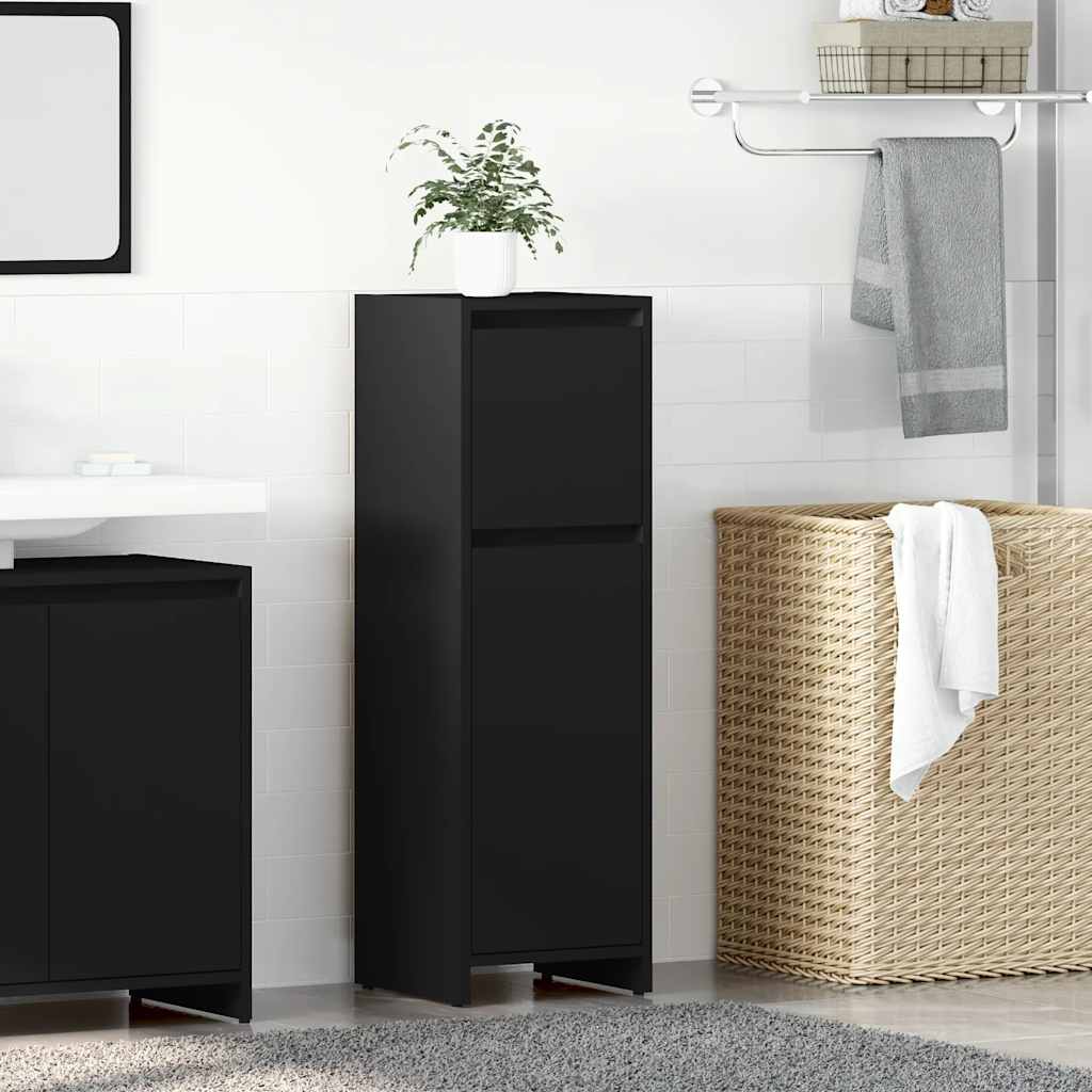 Schwarzer Badezimmerschrank 30x30x95 cm