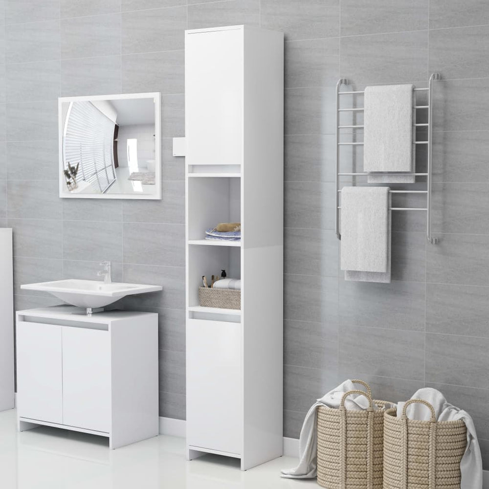 vidaXL Meuble de salle de bain blanc 30x30x183,5 cm Bois d'ingénierie