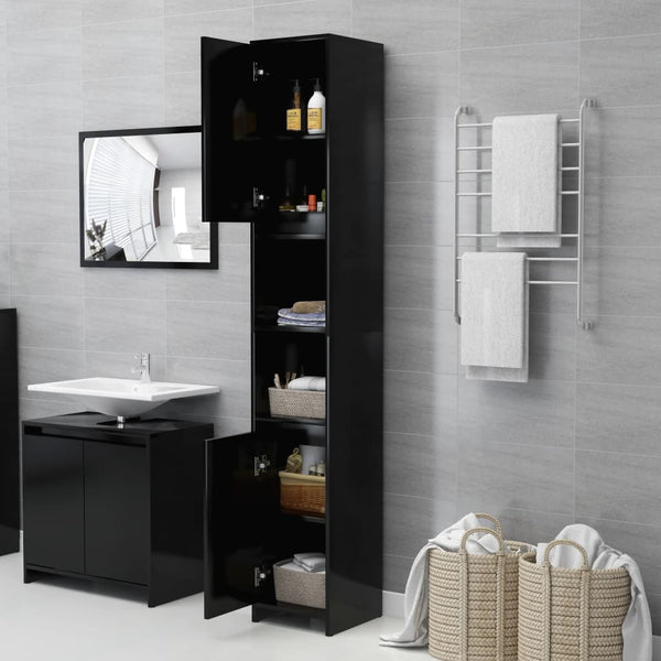 Schwarzer Badezimmerschrank 30x30x183,5cm