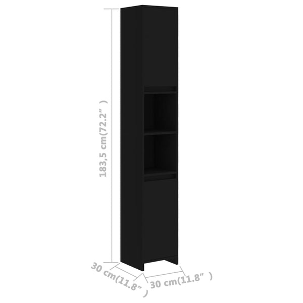 Schwarzer Badezimmerschrank 30x30x183,5cm