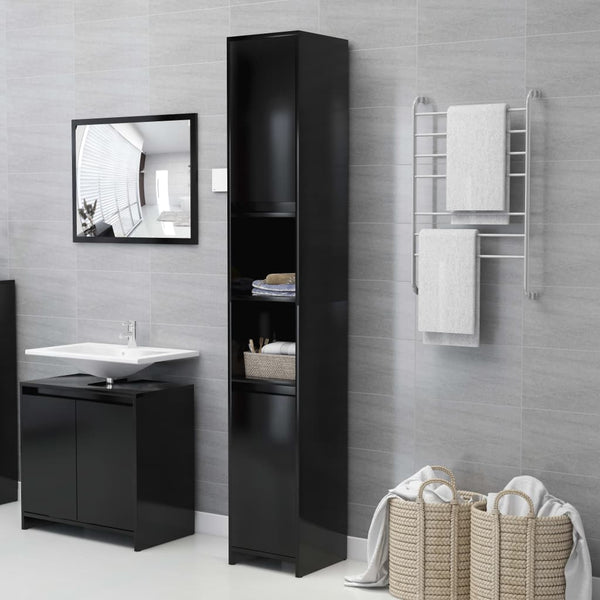 Schwarzer Badezimmerschrank 30x30x183,5cm