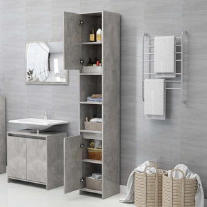 Betongrauer Badezimmerschrank, 30x30x183,5 cm