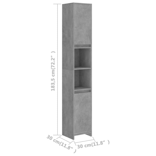 Betongrauer Badezimmerschrank, 30x30x183,5 cm