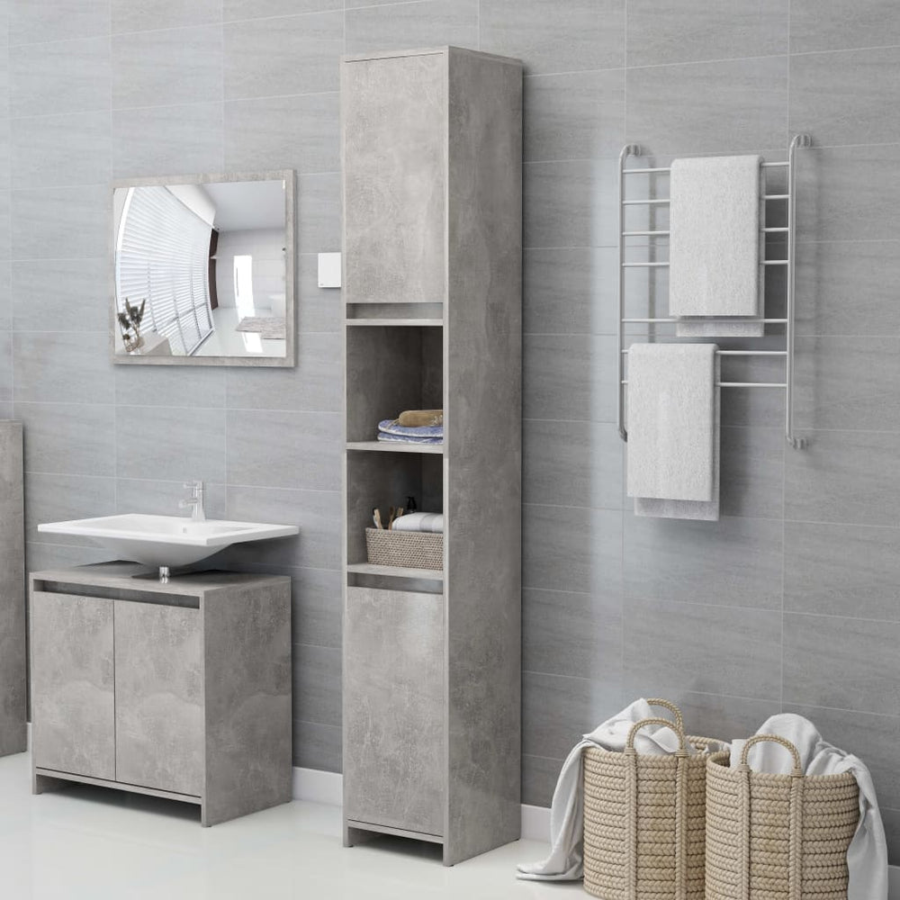 Betongrauer Badezimmerschrank, 30x30x183,5 cm