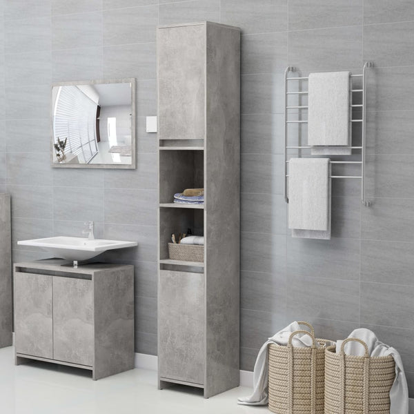 Betongrauer Badezimmerschrank, 30x30x183,5 cm