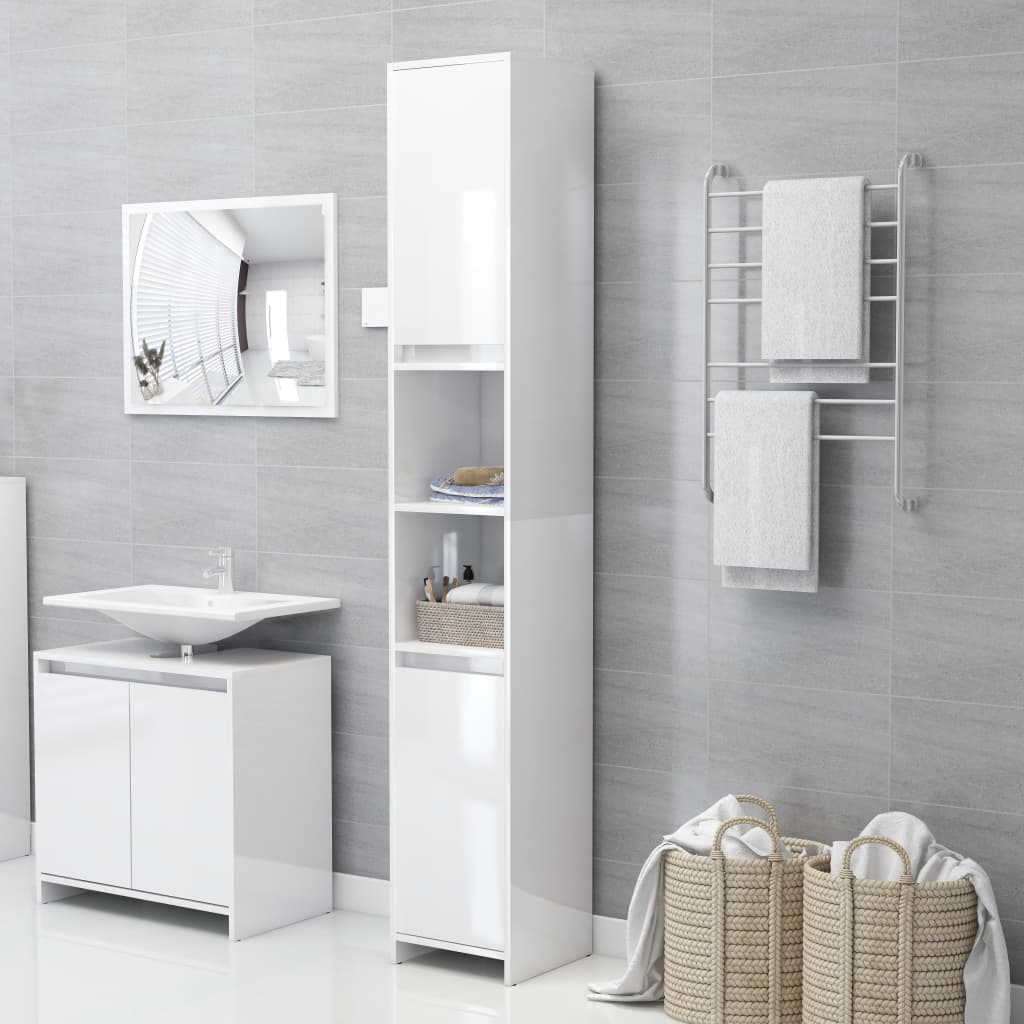 Hochglanz Badezimmerschrank Weiß 30x183,5 cm