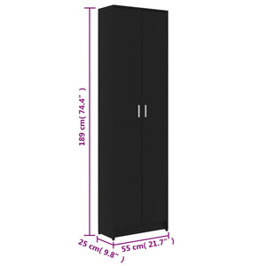 Schwarzer Garderobenschrank 55x25x189 cm