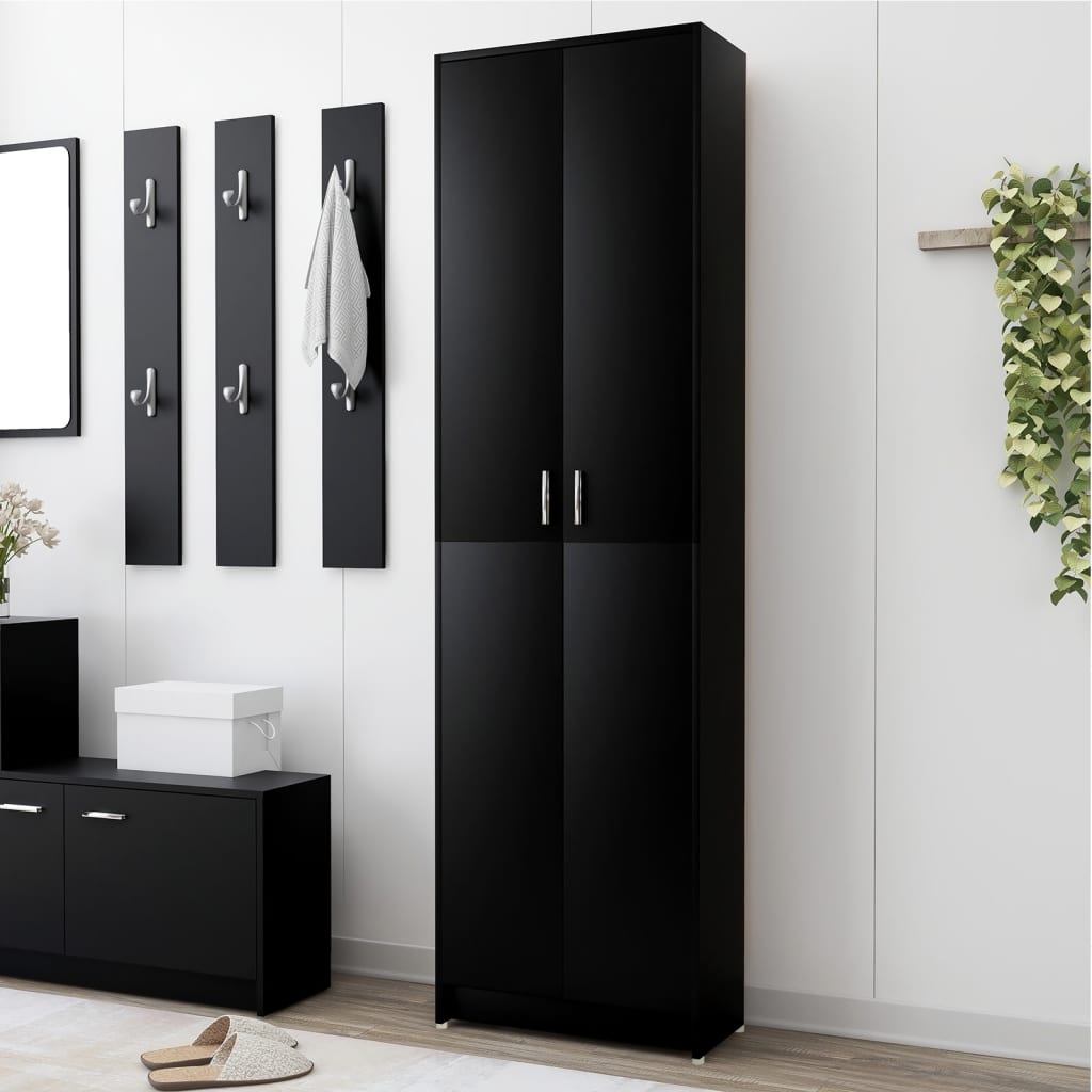 Schwarzer Garderobenschrank 55x25x189 cm