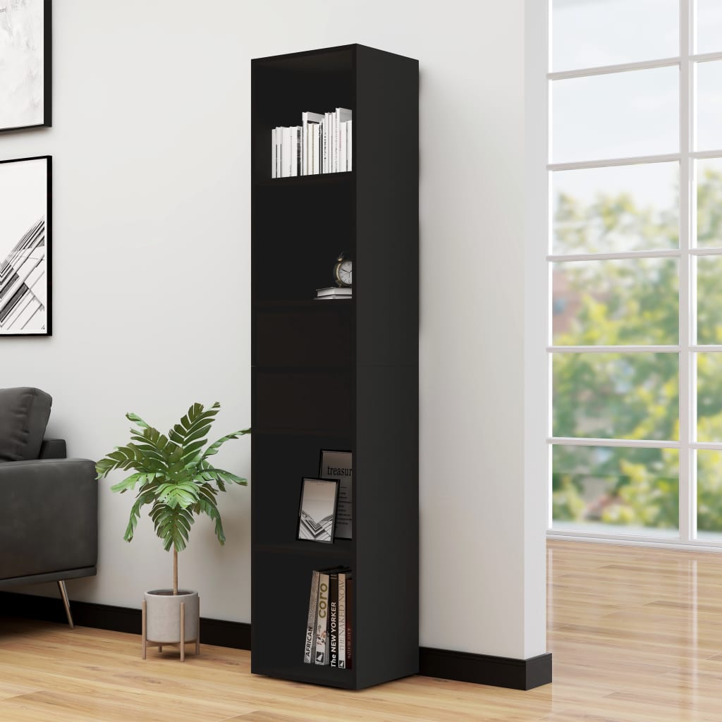 Schwarzes Bücherregal 36x30x171 cm