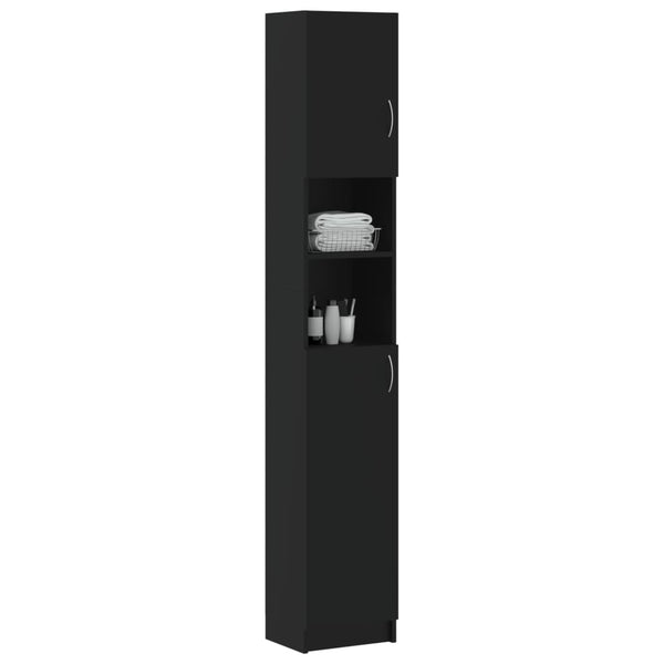 Schwarzer Badezimmerschrank 32x25,5x190 cm