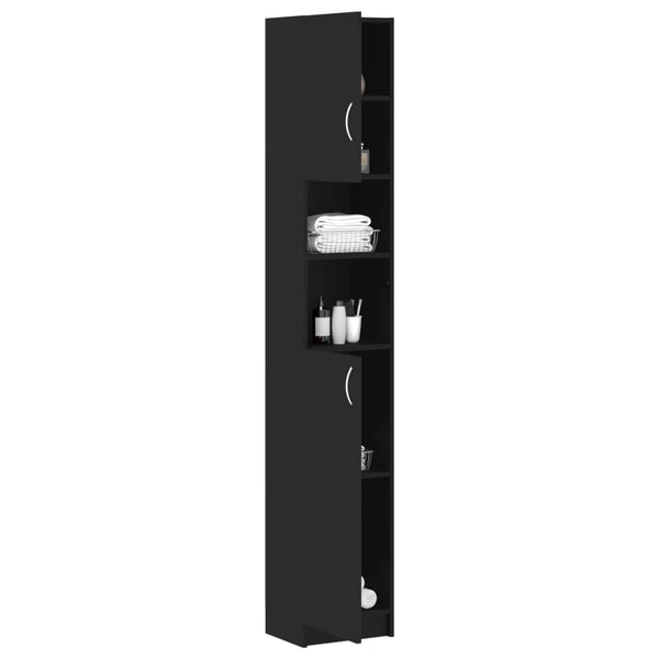 Schwarzer Badezimmerschrank 32x25,5x190 cm