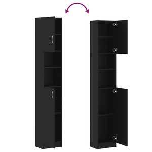Schwarzer Badezimmerschrank 32x25,5x190 cm
