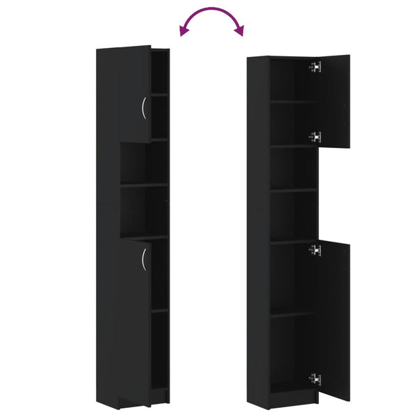 Schwarzer Badezimmerschrank 32x25,5x190 cm