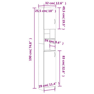 Schwarzer Badezimmerschrank 32x25,5x190 cm