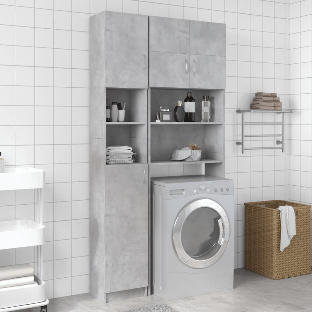 vidaXL Meuble de salle de bain gris béton 32x25,5x190 cm en bois d'ingénierie