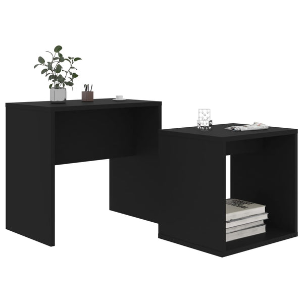 Schwarzes Couchtisch-Set, 2-teilig
