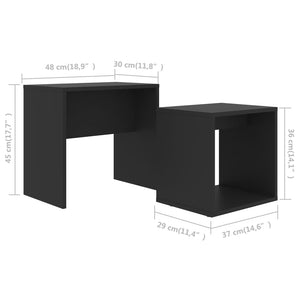 Schwarzes Couchtisch-Set, 2-teilig