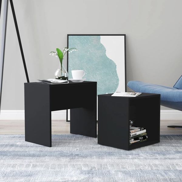 Schwarzes Couchtisch-Set, 2-teilig