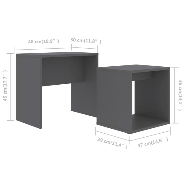Graues Couchtisch-Set, 2-teilig