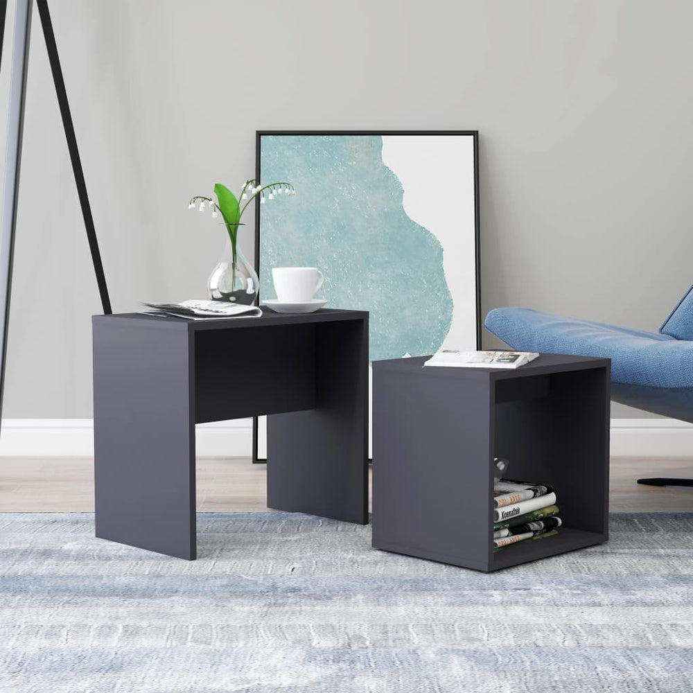 Graues Couchtisch-Set, 2-teilig