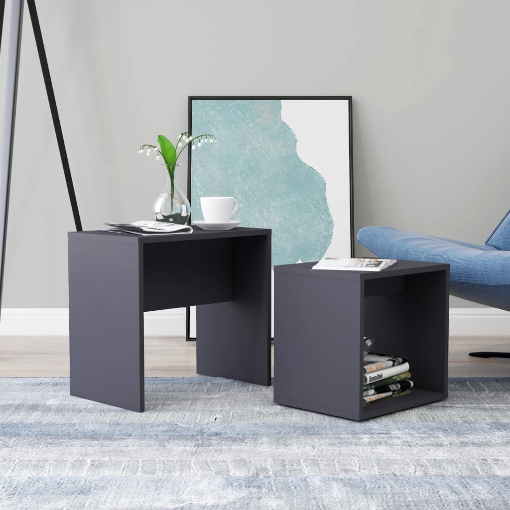 Graues Couchtisch-Set, 2-teilig