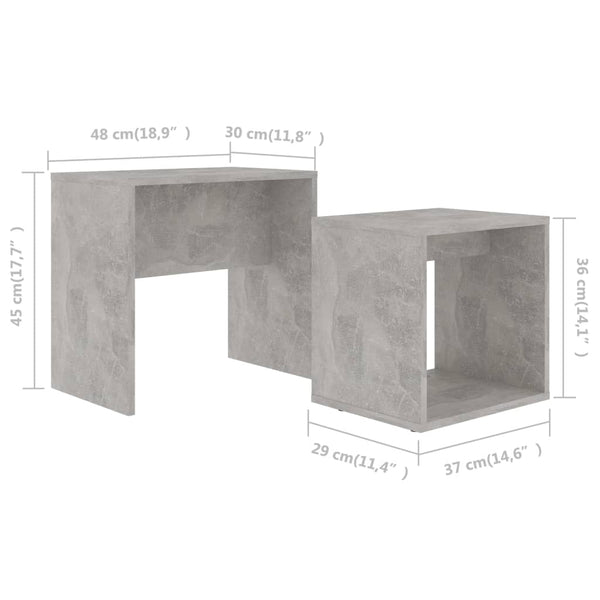 Betongrau Couchtisch Set, 2-teilig