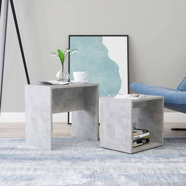 Betongrau Couchtisch Set, 2-teilig