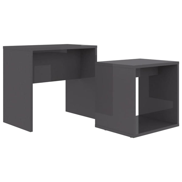 Couchtisch Set Hochglanz Grau