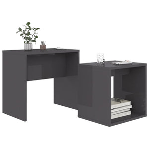 Couchtisch Set Hochglanz Grau