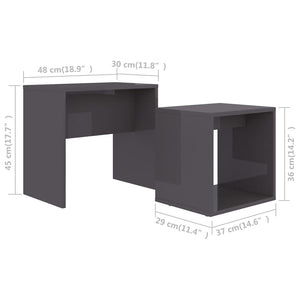 Couchtisch Set Hochglanz Grau