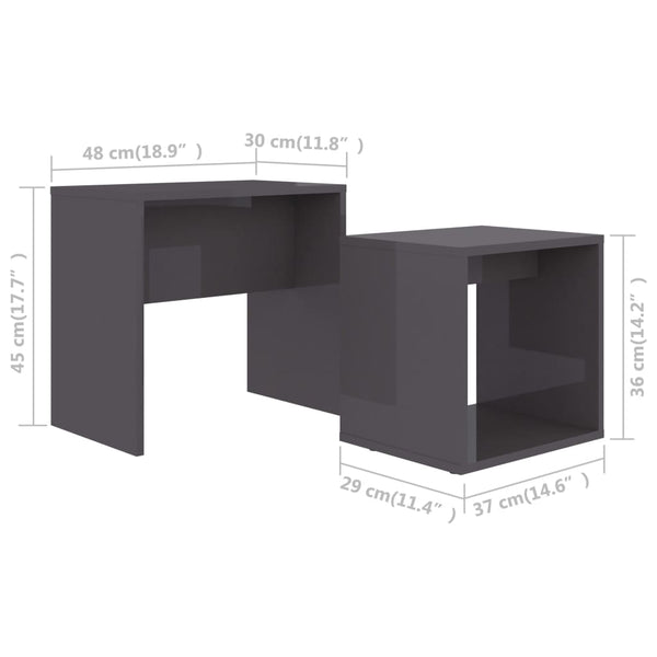 Couchtisch Set Hochglanz Grau