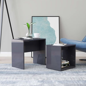 Couchtisch Set Hochglanz Grau