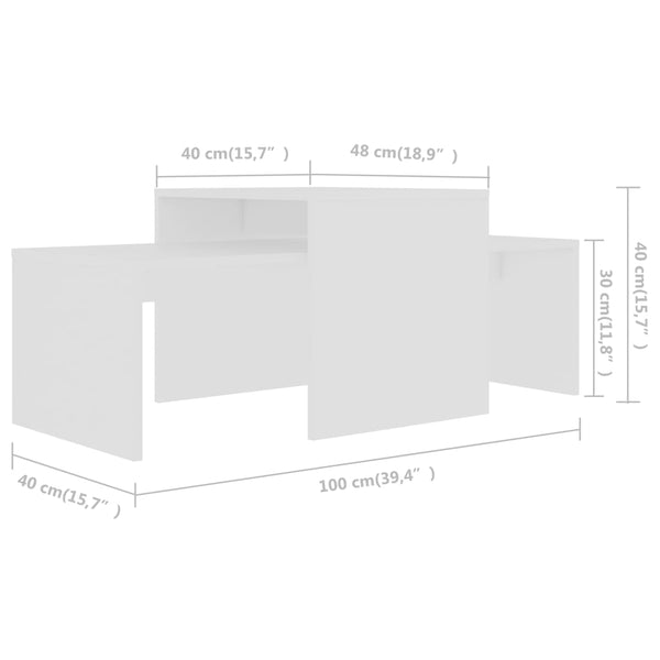 Couchtisch Set Weiß Holzwerkstoff 100x48x40 cm