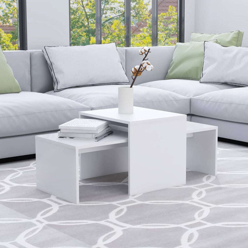 Couchtisch Set Weiß Holzwerkstoff 100x48x40 cm