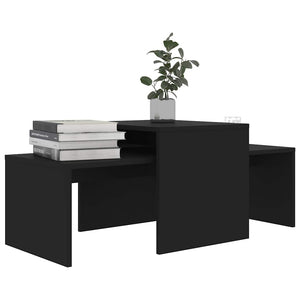 Schwarzes Couchtisch-Set 100x48 cm