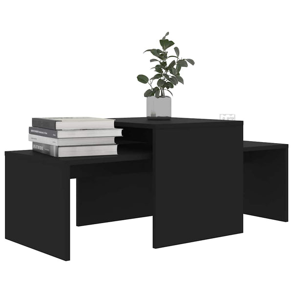 Schwarzes Couchtisch-Set 100x48 cm
