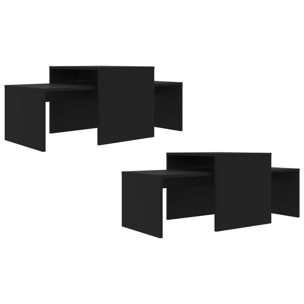 Schwarzes Couchtisch-Set 100x48 cm