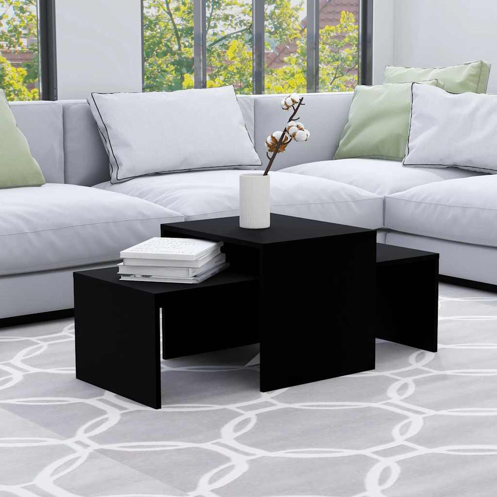 Schwarzes Couchtisch-Set 100x48 cm