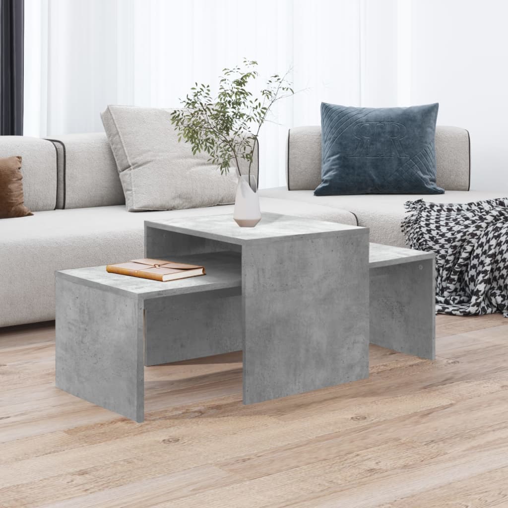 Betongraues Couchtisch-Set