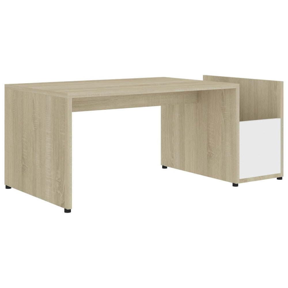 vidaXL Coffee Table White Sonoma Oak 90x45x35 cm Engineered Wood