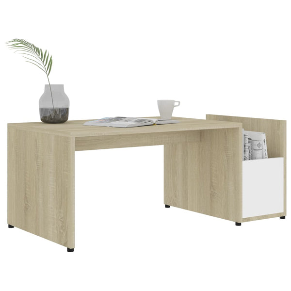 Couchtisch Weiß Sonoma-Eiche 90x45 cm