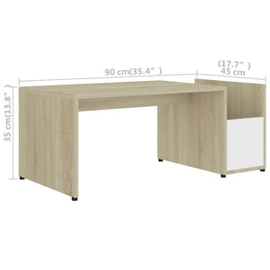 Couchtisch Weiß Sonoma-Eiche 90x45 cm
